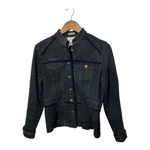 Jones New York Sport Stretch Dark Wash Denim Jean Jacket Size Small